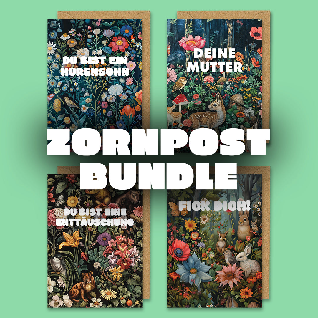 Zornpost Bundle - 4 Grußkarten - 10,5 x 14,8 cm