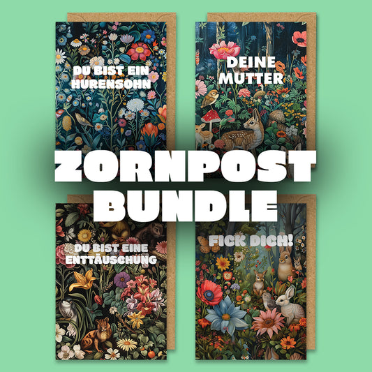 Zornpost Bundle - 4 Grußkarten - 10,5 x 14,8 cm